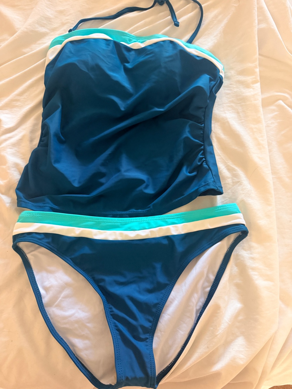 NWOT Teal & White Women's Tankini